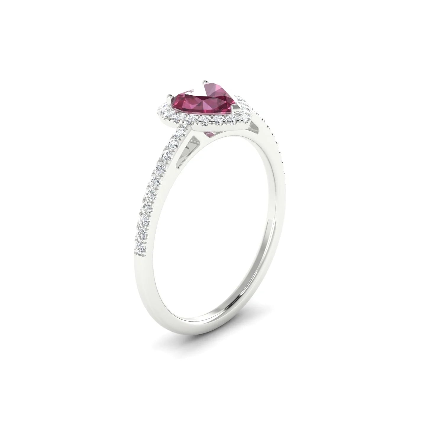 Sunrise | 18k White Gold 6 mm Heart Rhodolite Ring