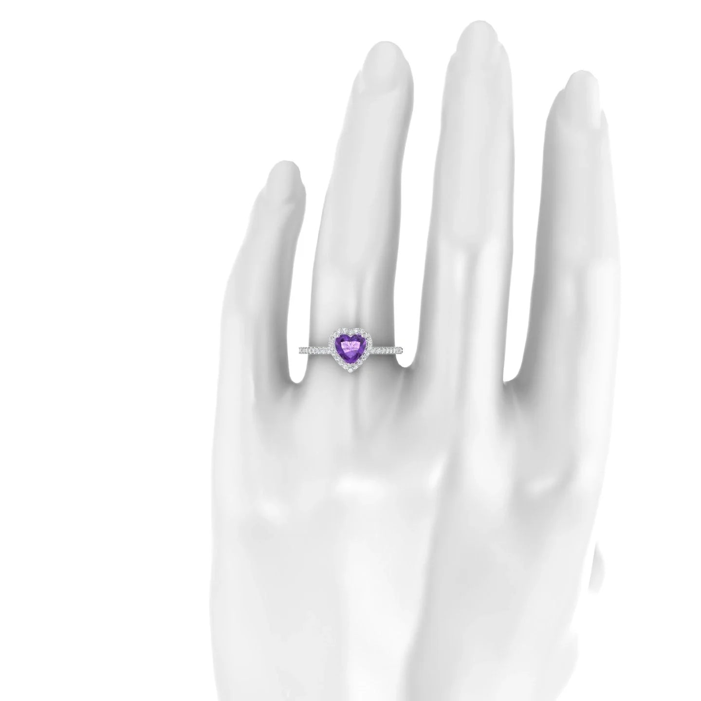 Sunrise | 18k White Gold 6 mm Heart Amethyst Ring