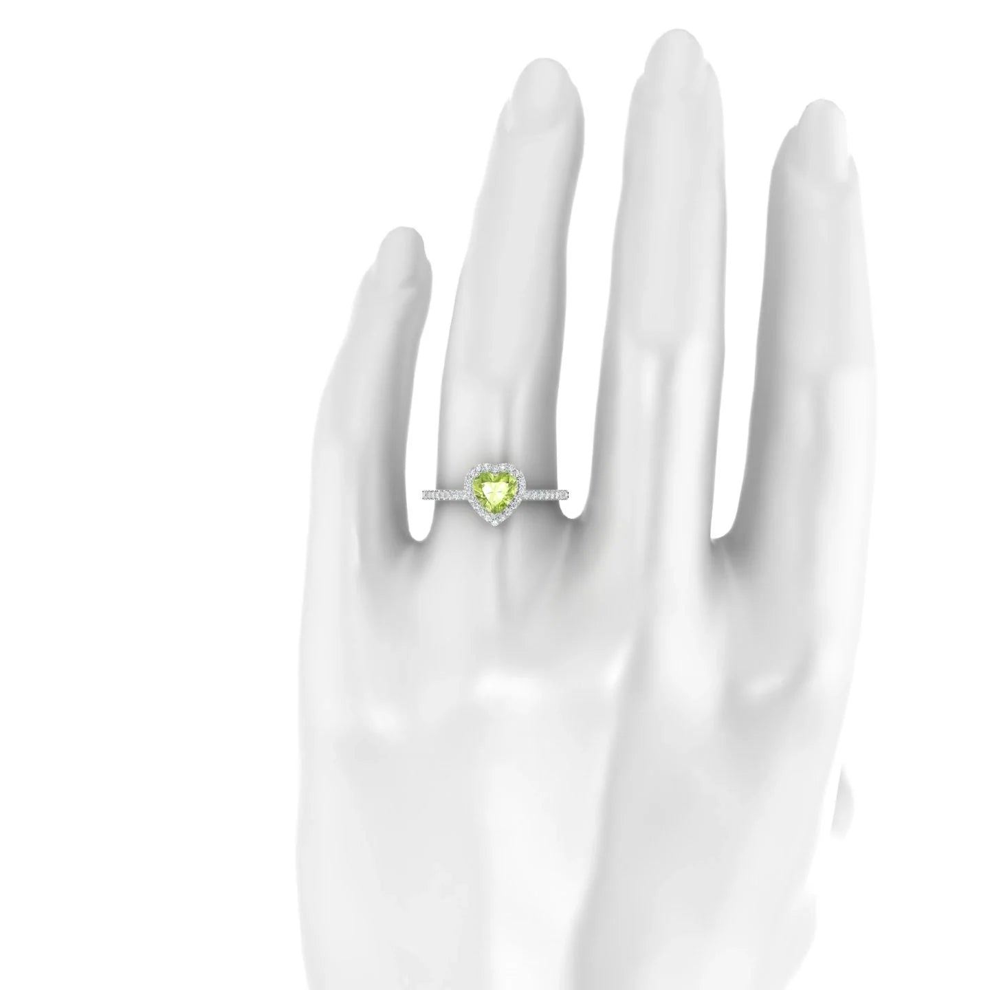 Sunrise | 18k White Gold 6 mm Heart Peridot Ring