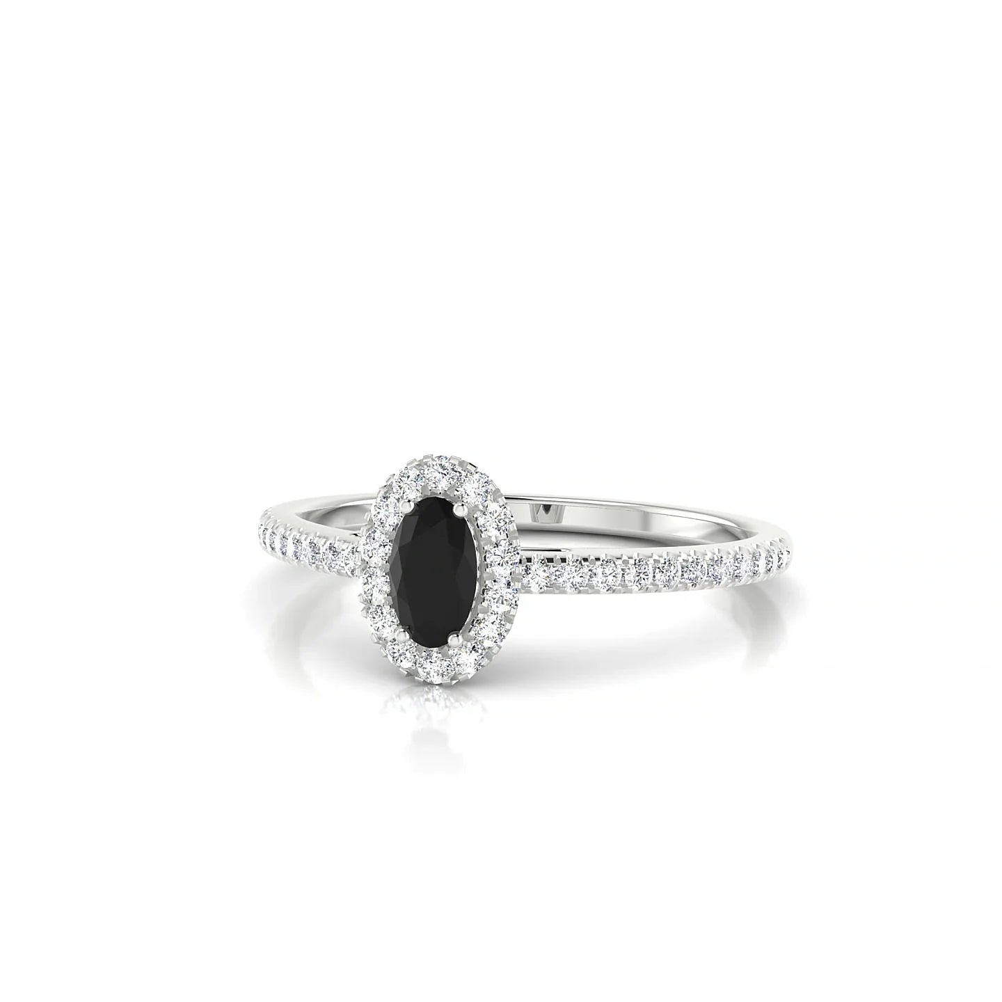 Sunrise | 18k White Gold 5 x 3 mm Oval Black Diamond Ring