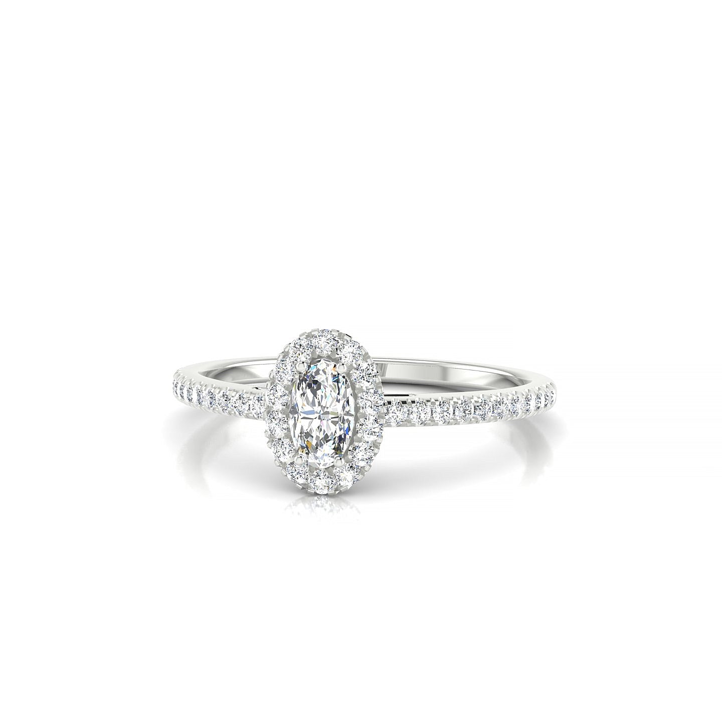 Sunrise | 18k White Gold 5 x 3 mm Oval Diamond Ring