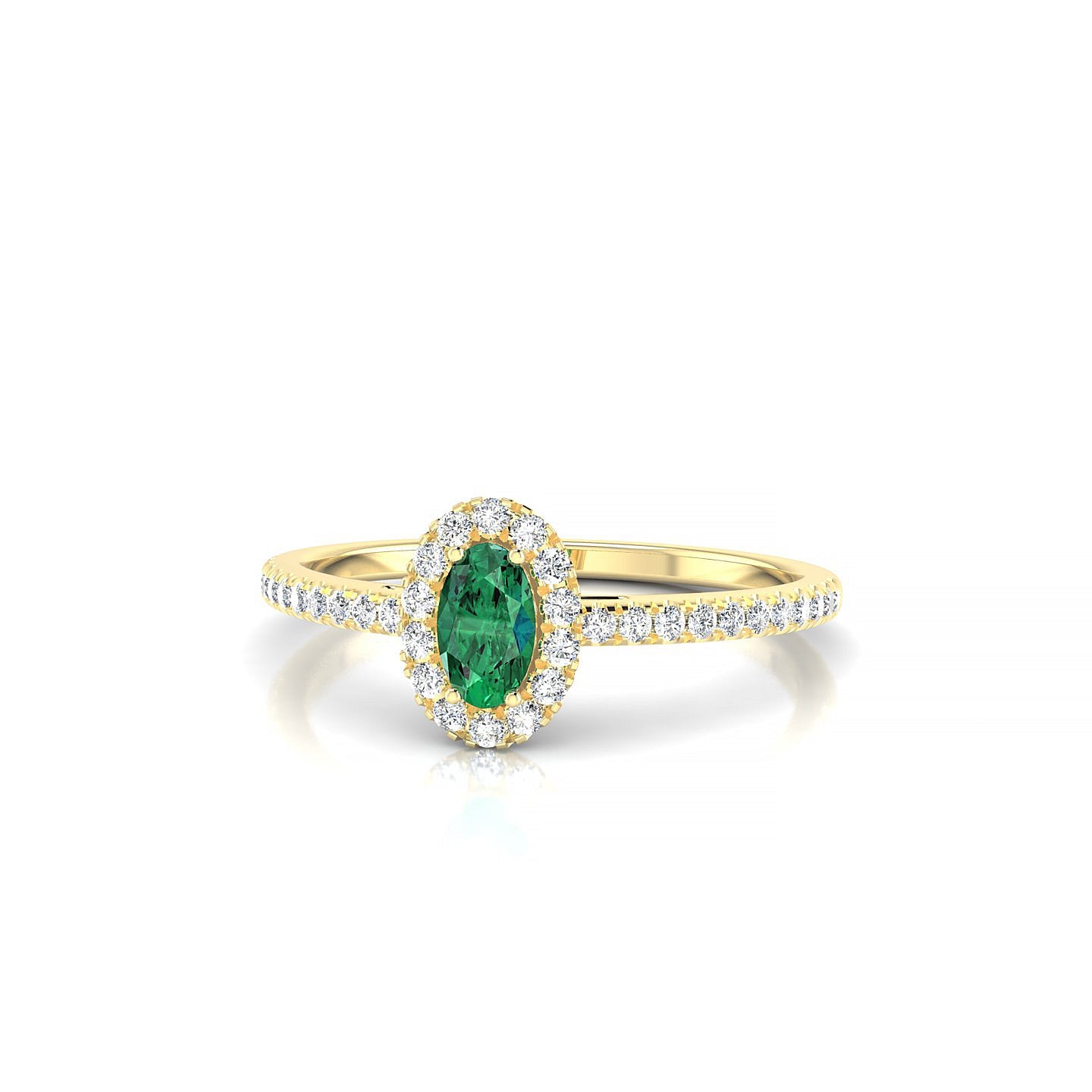 Sunrise | 18k Yellow Gold 5 x 3 mm Oval Emerald Ring