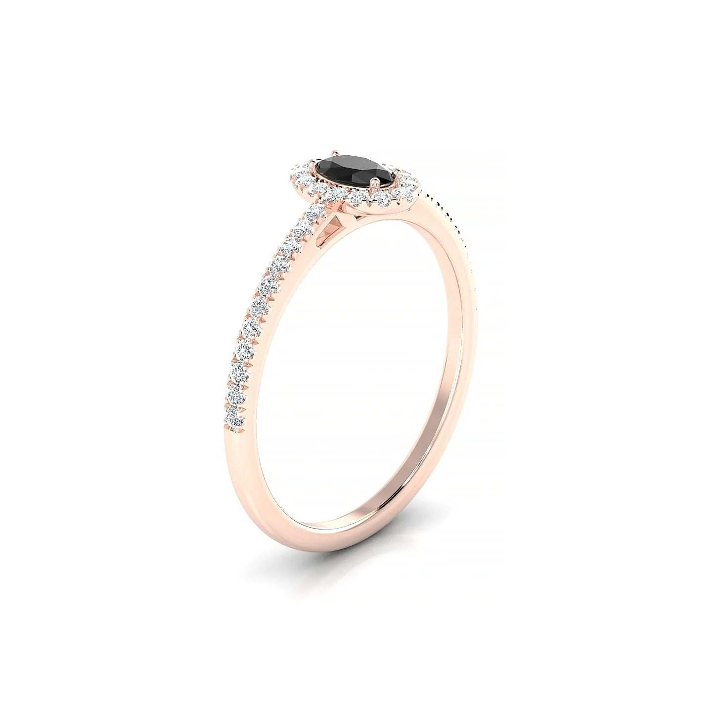 Sunrise | 18k Rose Gold 5 x 3 mm Oval Black Diamond Ring