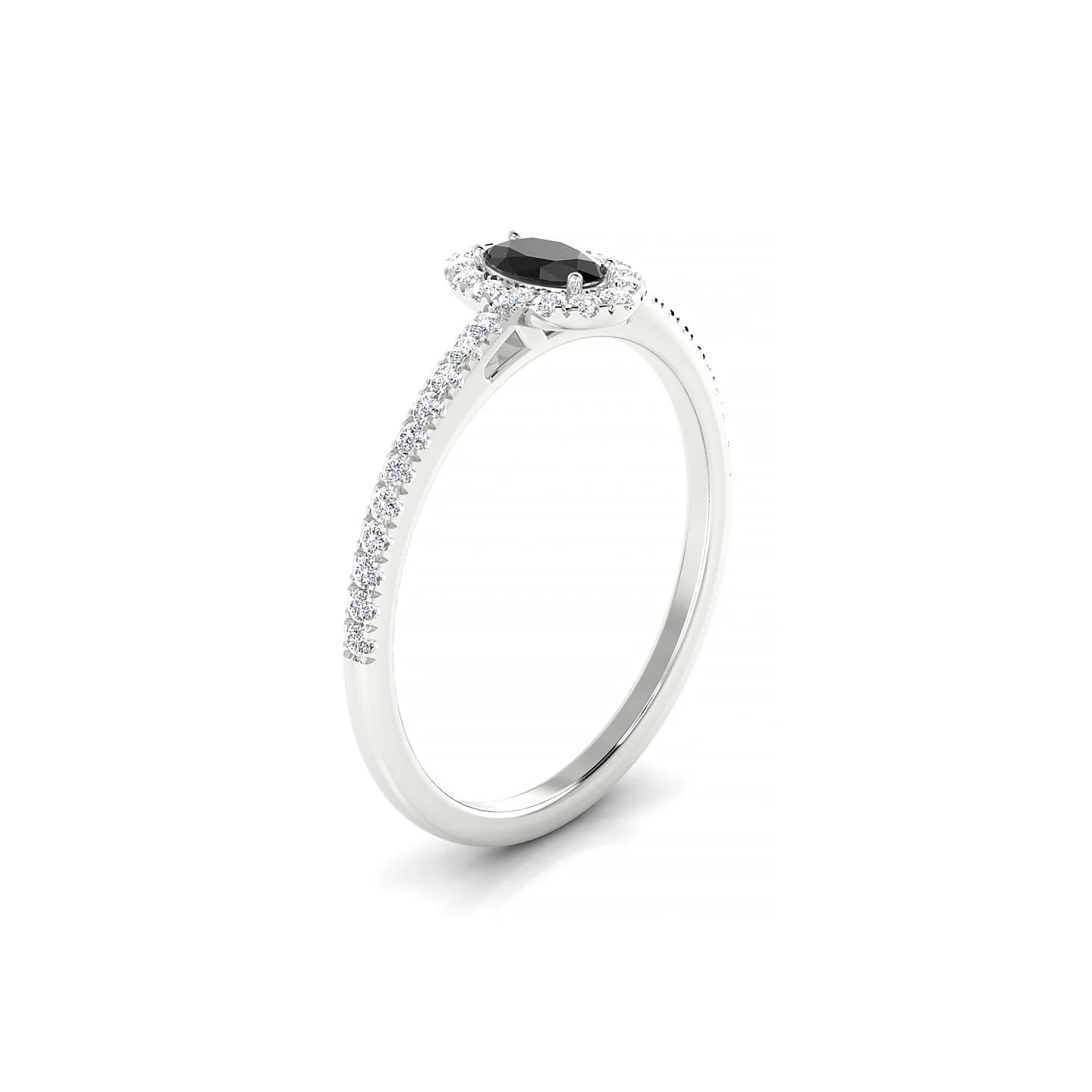 Sunrise | 18k White Gold 5 x 3 mm Oval Black Diamond Ring