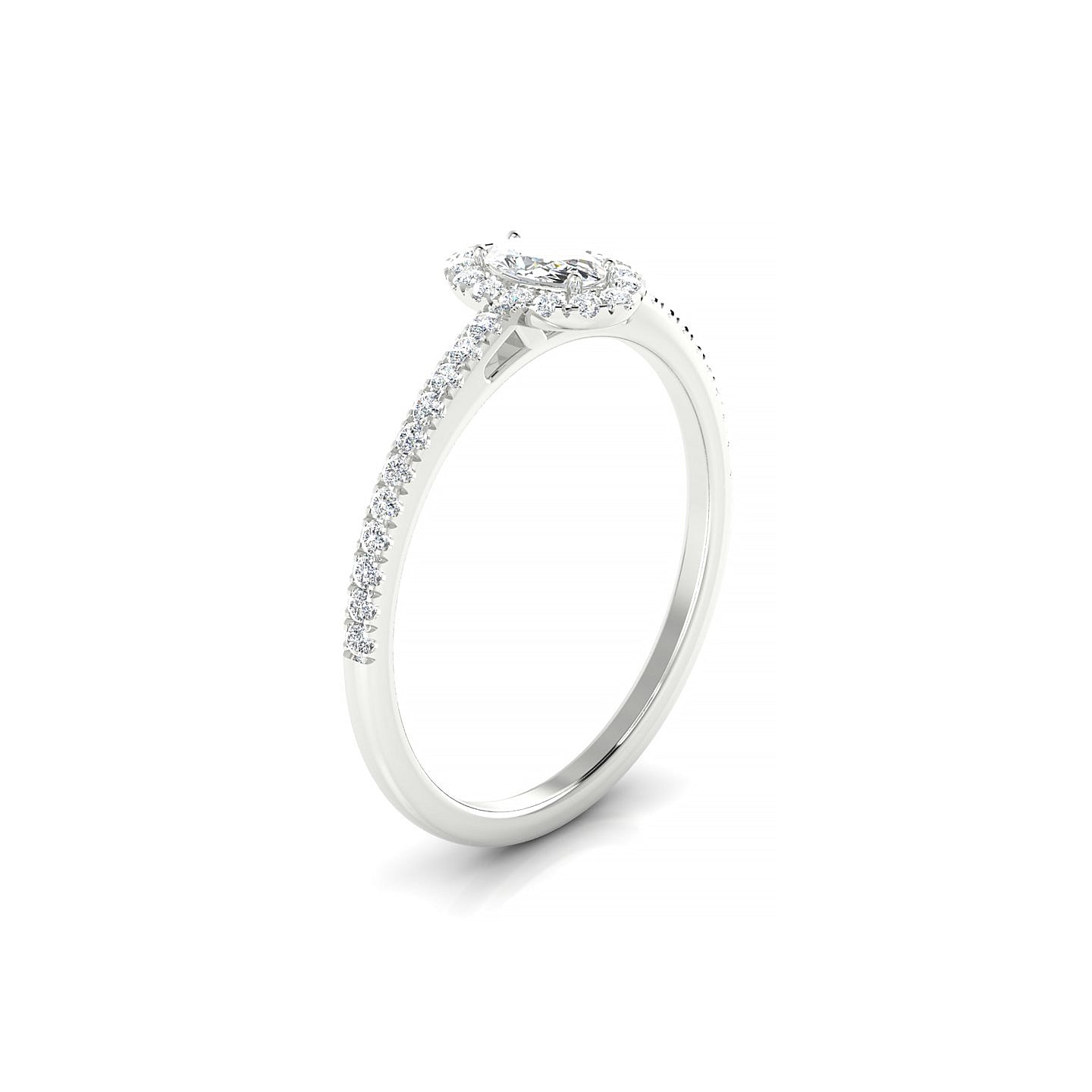 Sunrise | 18k White Gold 5 x 3 mm Oval Diamond Ring