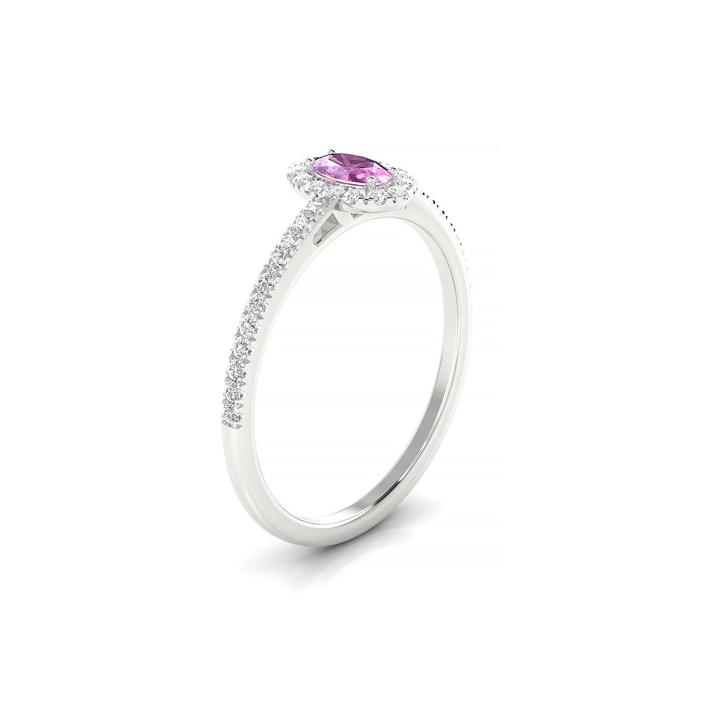 Sunrise | 18k White Gold 5 x 3 mm Oval Pink Sapphire Ring