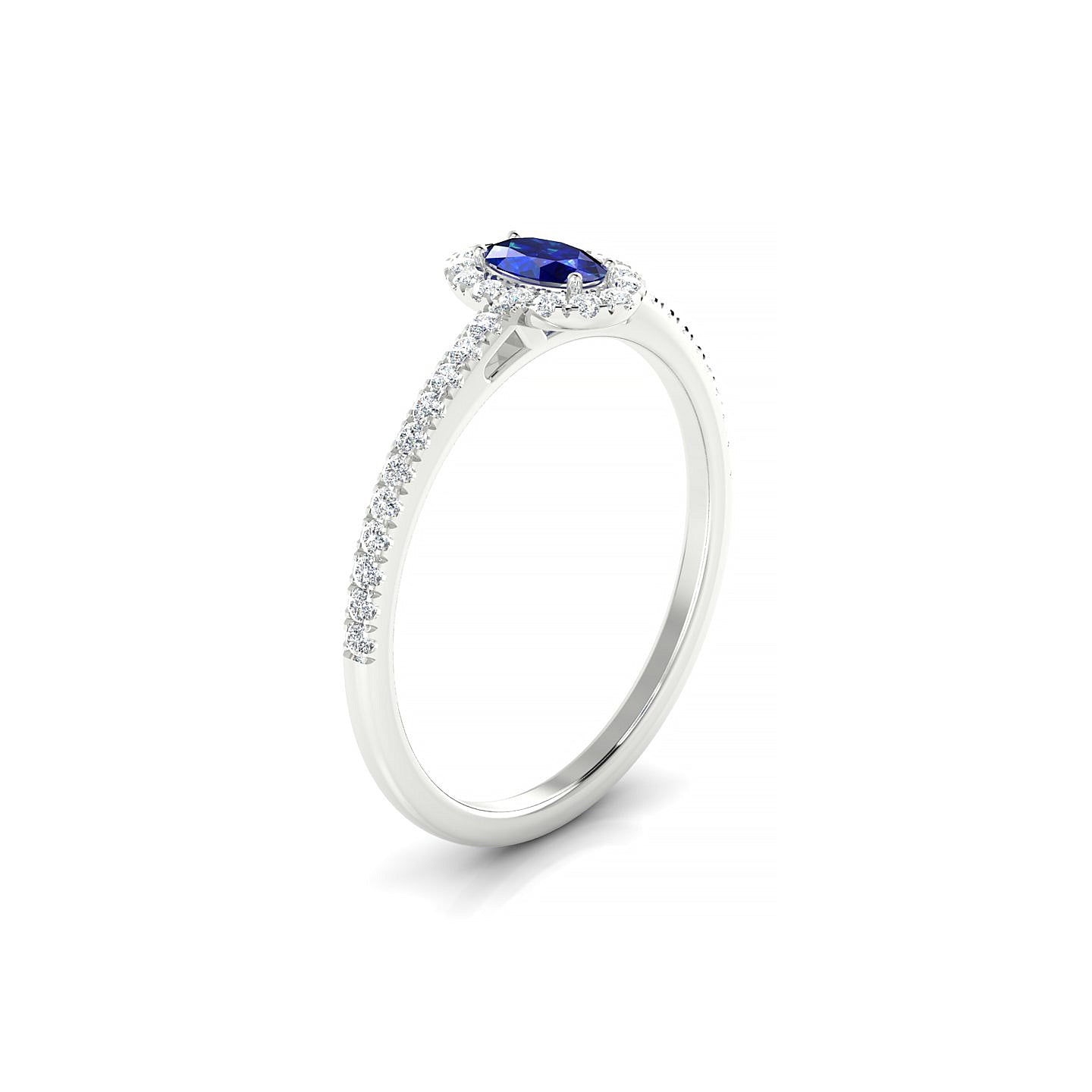 Sunrise | 18k White Gold 5 x 3 mm Oval Sapphire Ring