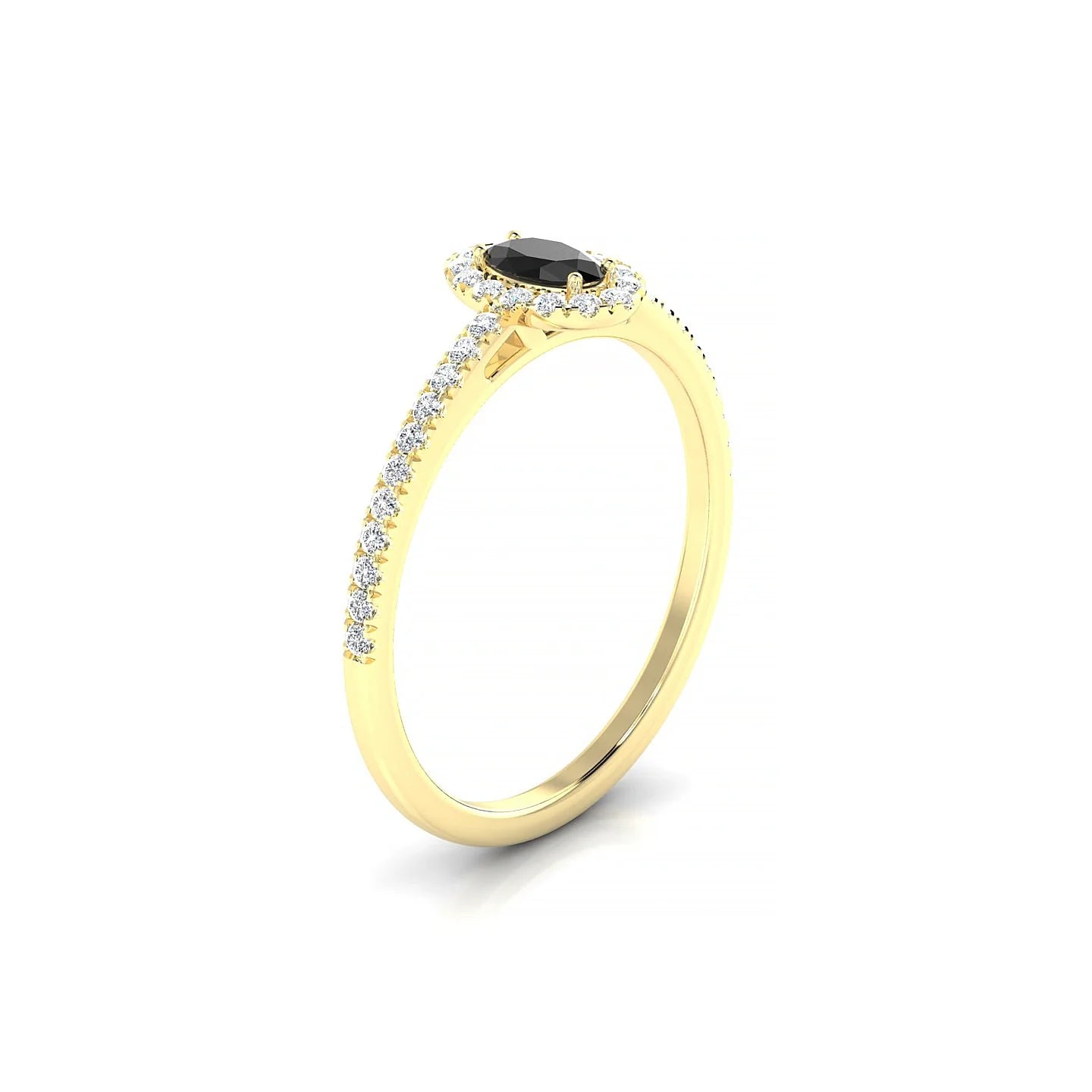 Sunrise | 18k Yellow Gold 5 x 3 mm Oval Black Diamond Ring