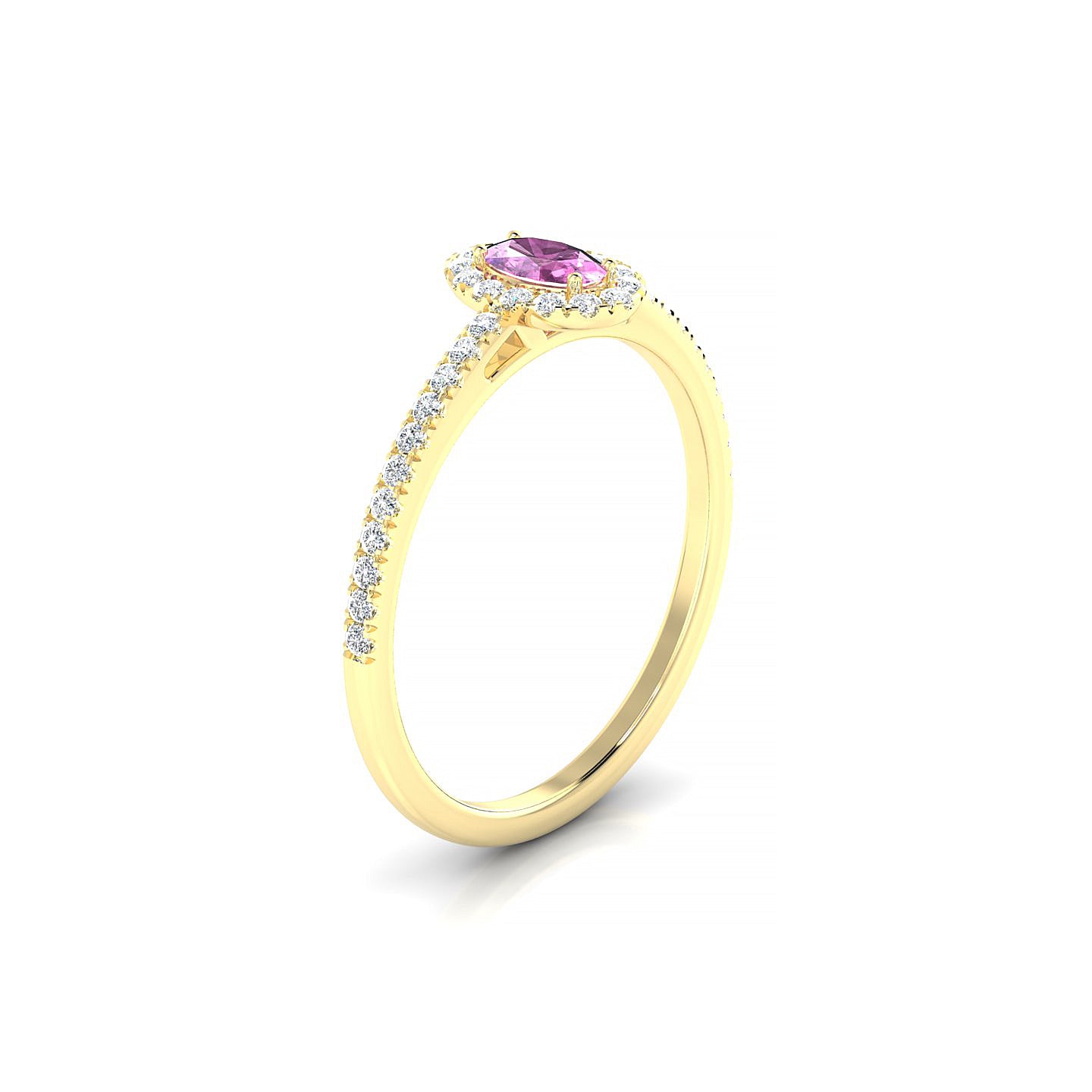 Sunrise | 18k Yellow Gold 5 x 3 mm Oval Pink Sapphire Ring
