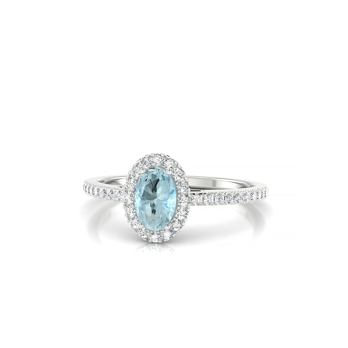 Sunrise | 18k White Gold 6 x 4 mm Oval Aquamarine Ring