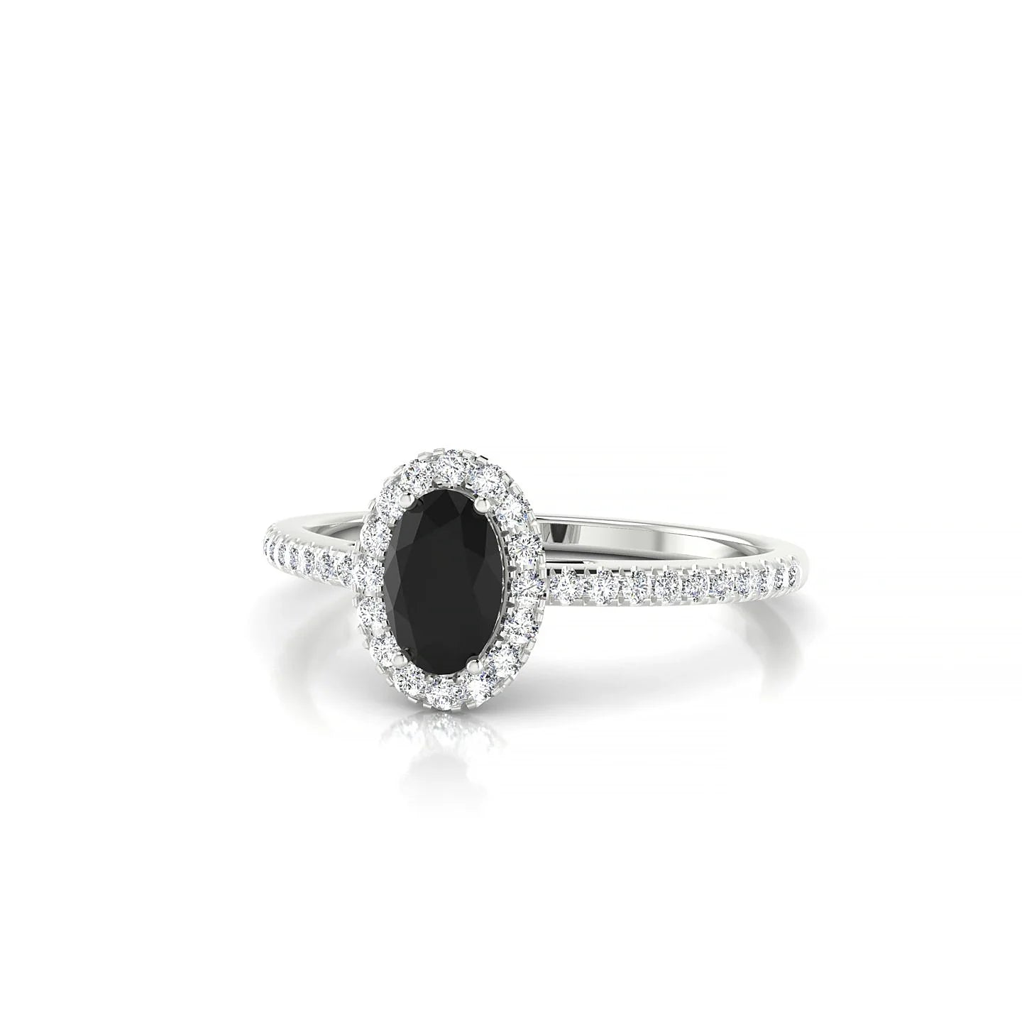 Sunrise | 18k White Gold 6 x 4 mm Oval Black Diamond Ring