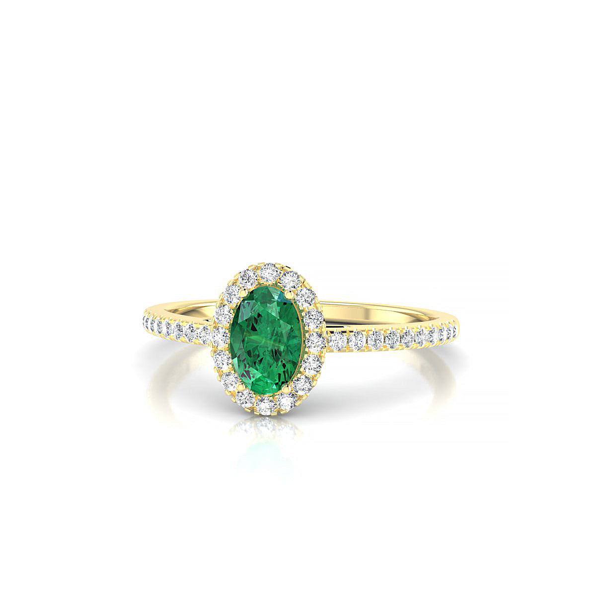 Sunrise | 18k Yellow Gold 6 x 4 mm Oval Emerald Ring