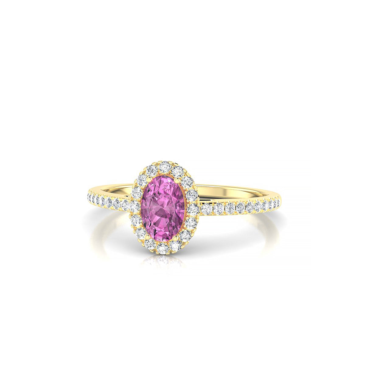 Sunrise | 18k Yellow Gold 6 x 4 mm Oval Pink Sapphire Ring