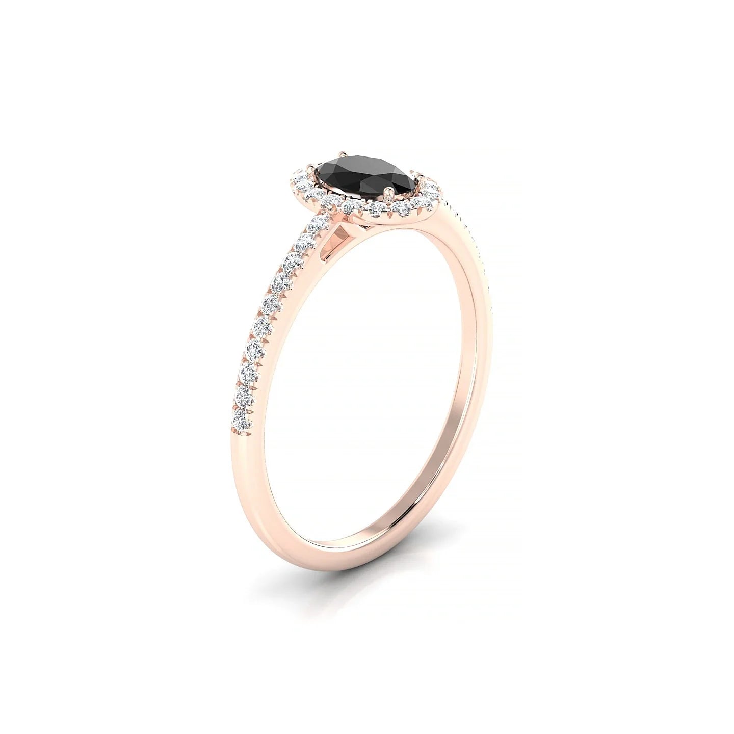 Sunrise | 18k Rose Gold 6 x 4 mm Oval Black Diamond Ring