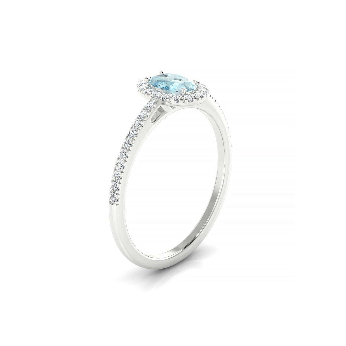 Sunrise | 18k White Gold 6 x 4 mm Oval Aquamarine Ring