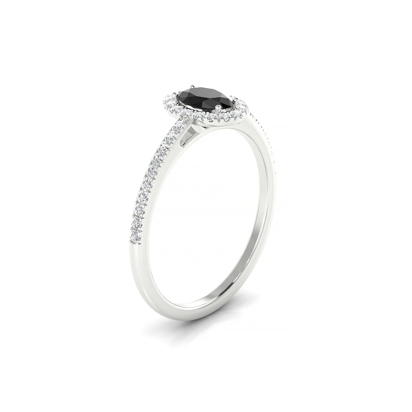 Sunrise | 18k White Gold 6 x 4 mm Oval Black Diamond Ring