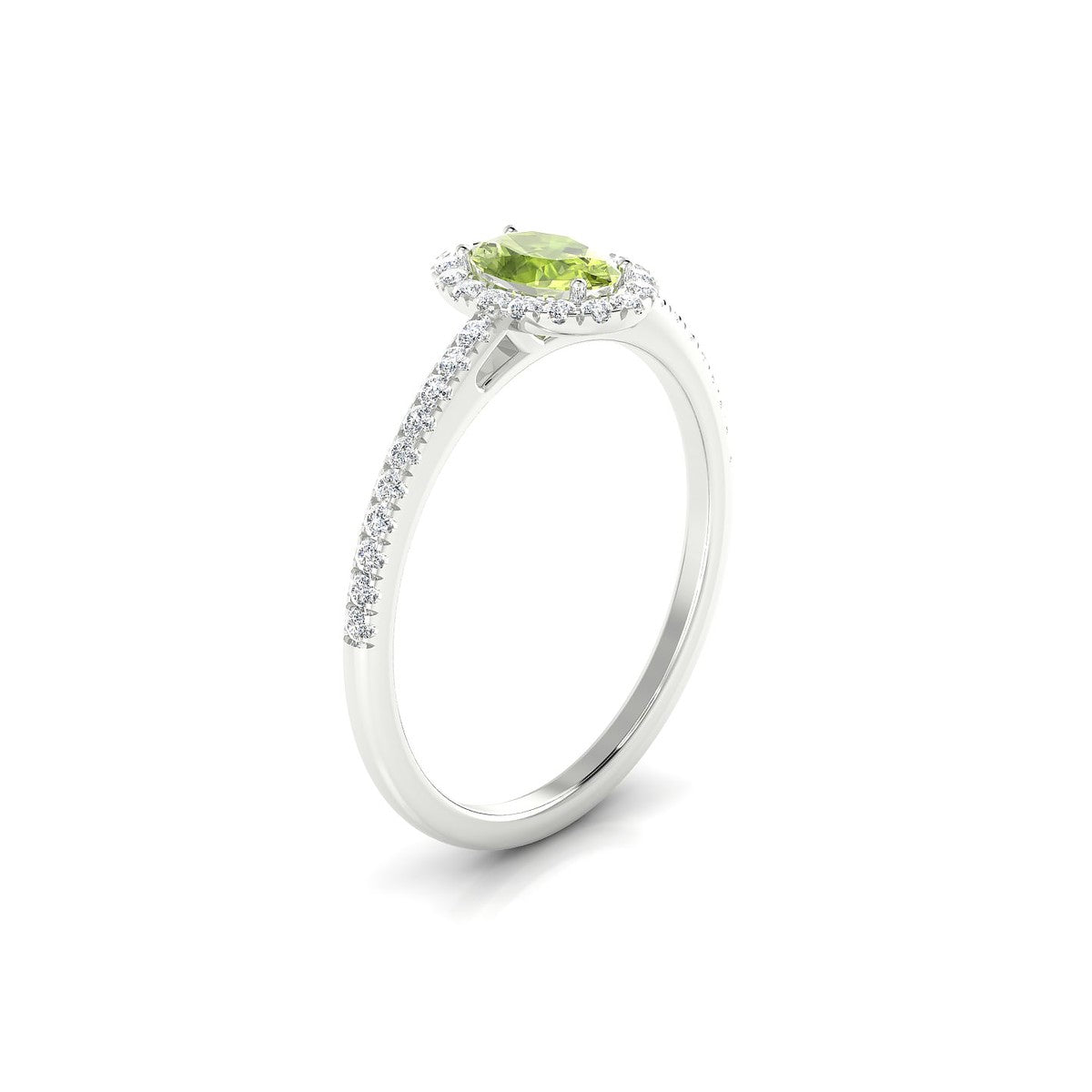 Sunrise | 18k White Gold 6 x 4 mm Oval Peridot Ring