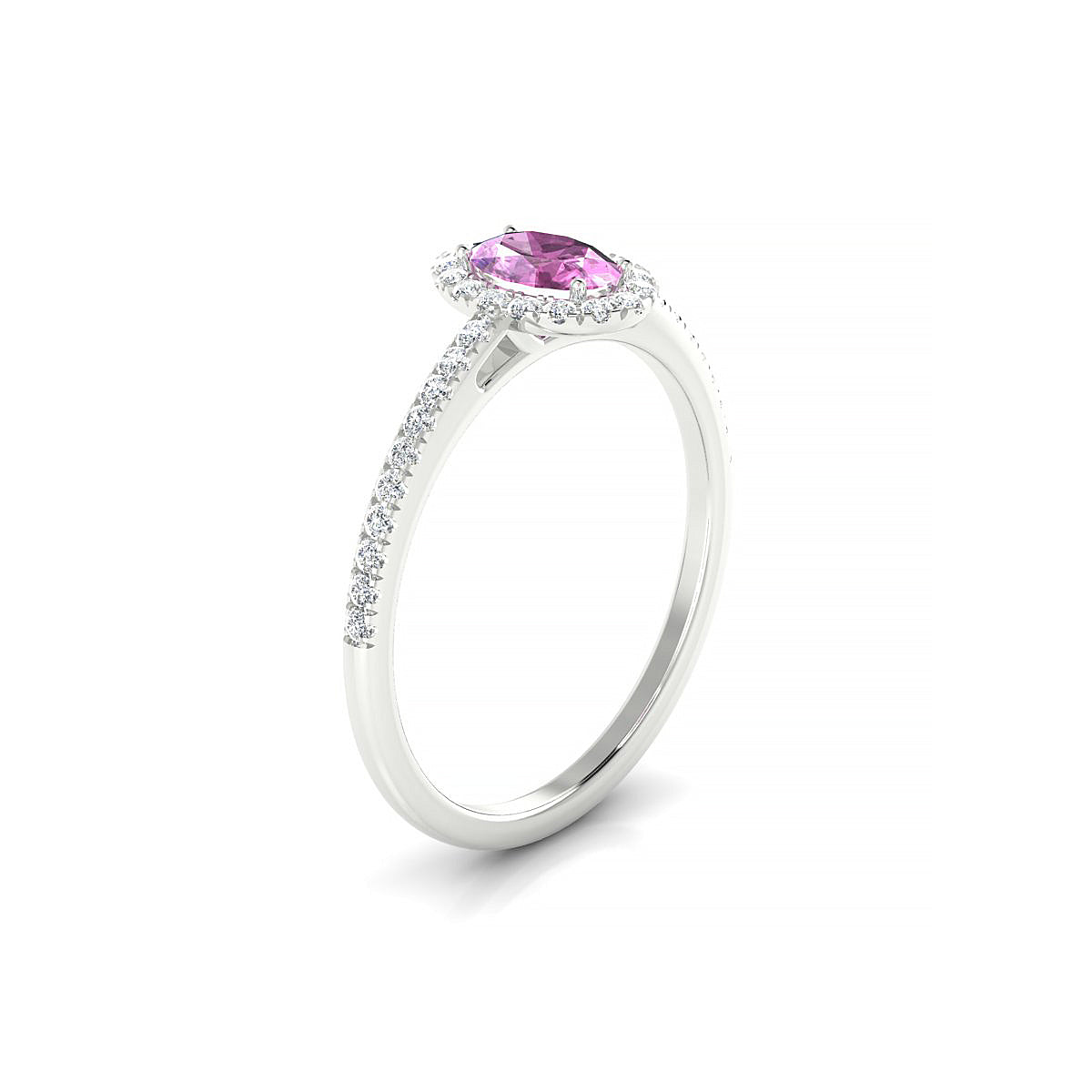 Sunrise | 18k White Gold 6 x 4 mm Oval Pink Sapphire Ring