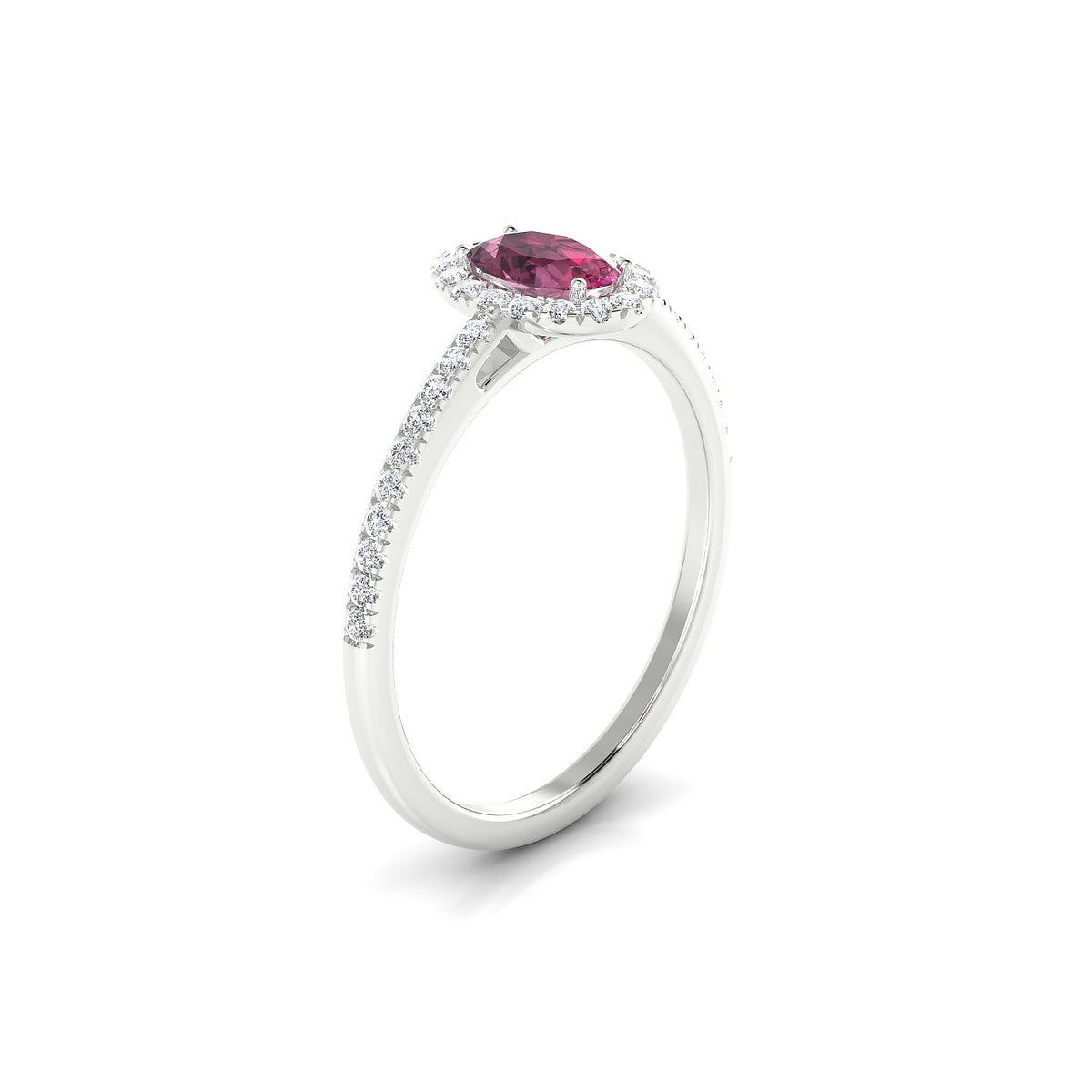 Sunrise | 18k White Gold 6 x 4 mm Oval Rhodolite Ring