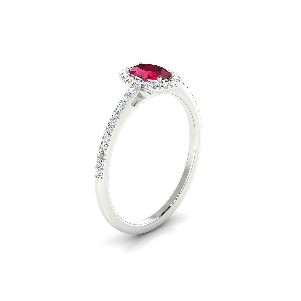 Sunrise | 18k White Gold 6 x 4 mm Oval Ruby Ring