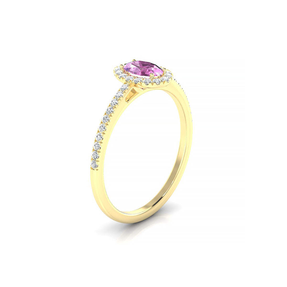 Sunrise | 18k Yellow Gold 6 x 4 mm Oval Pink Sapphire Ring