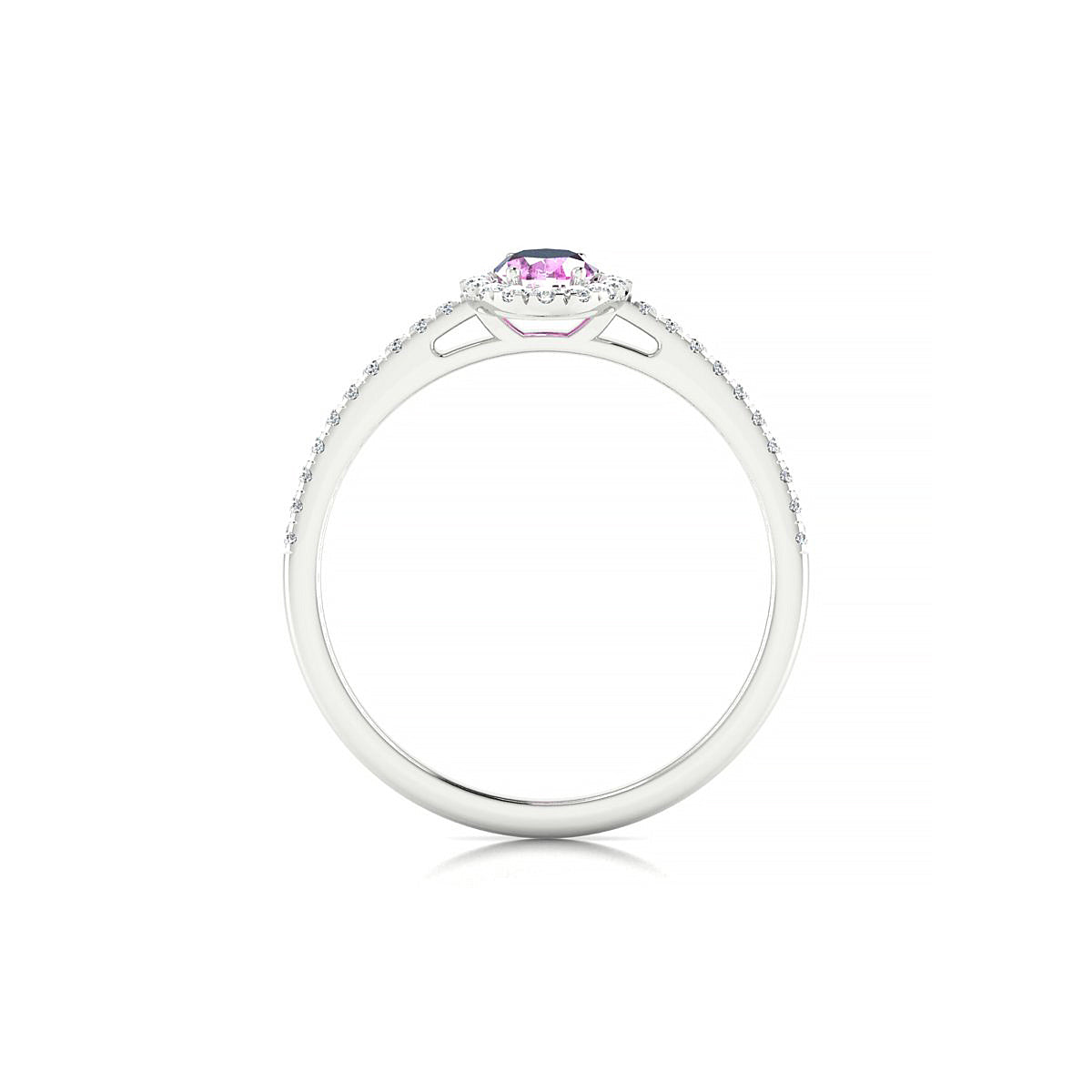 Sunrise | 18k White Gold 6 x 4 mm Oval Pink Sapphire Ring
