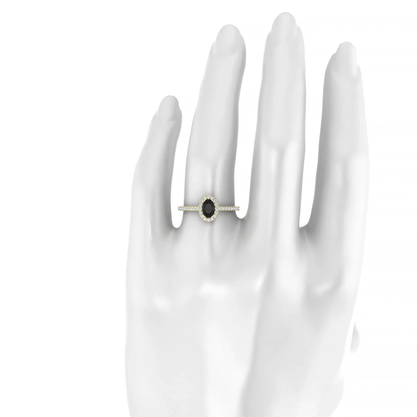 Sunrise | 18k Yellow Gold 6 x 4 mm Oval Black Diamond Ring