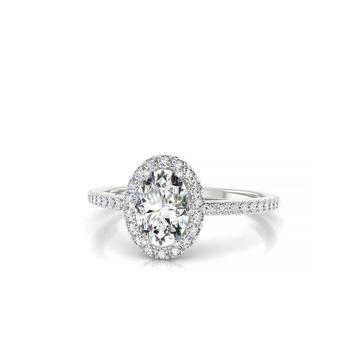 Sunrise | 18k White Gold 7 x 5 mm Oval Diamond Ring
