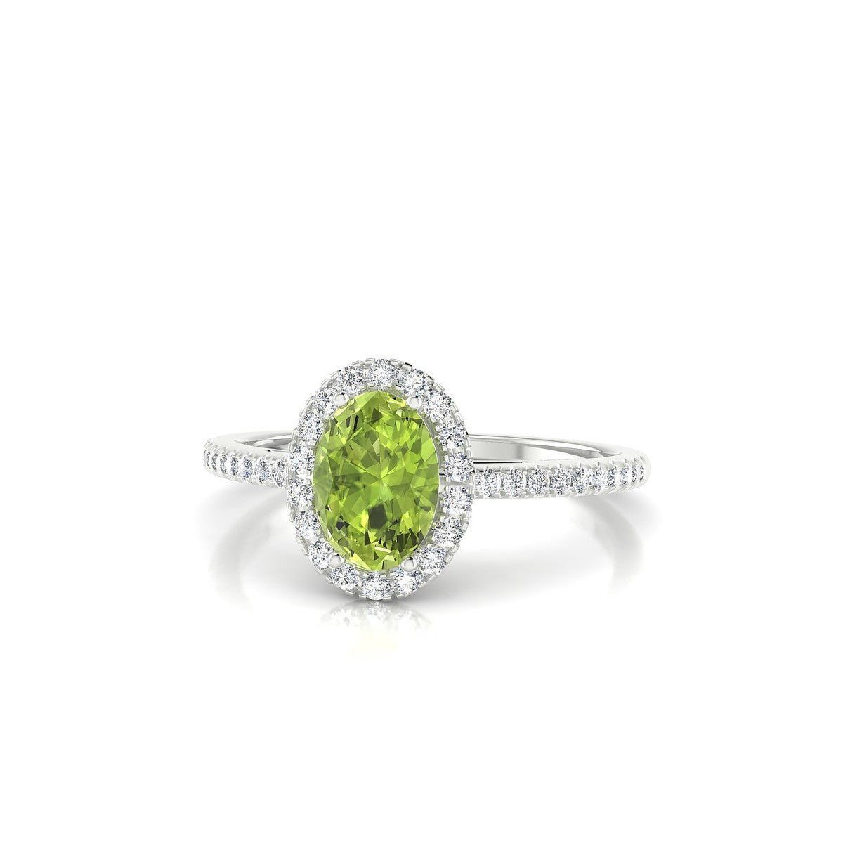 Sunrise | 18k White Gold 7 x 5 mm Oval Peridot Ring