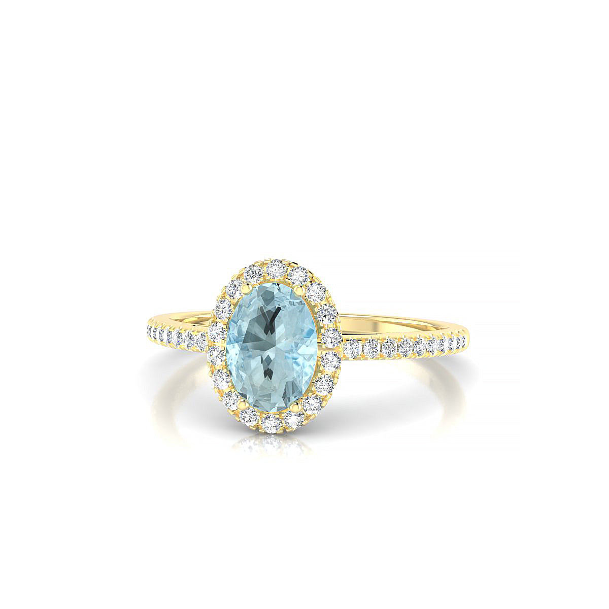 Sunrise | 18k Yellow Gold 7 x 5 mm Oval Aquamarine Ring