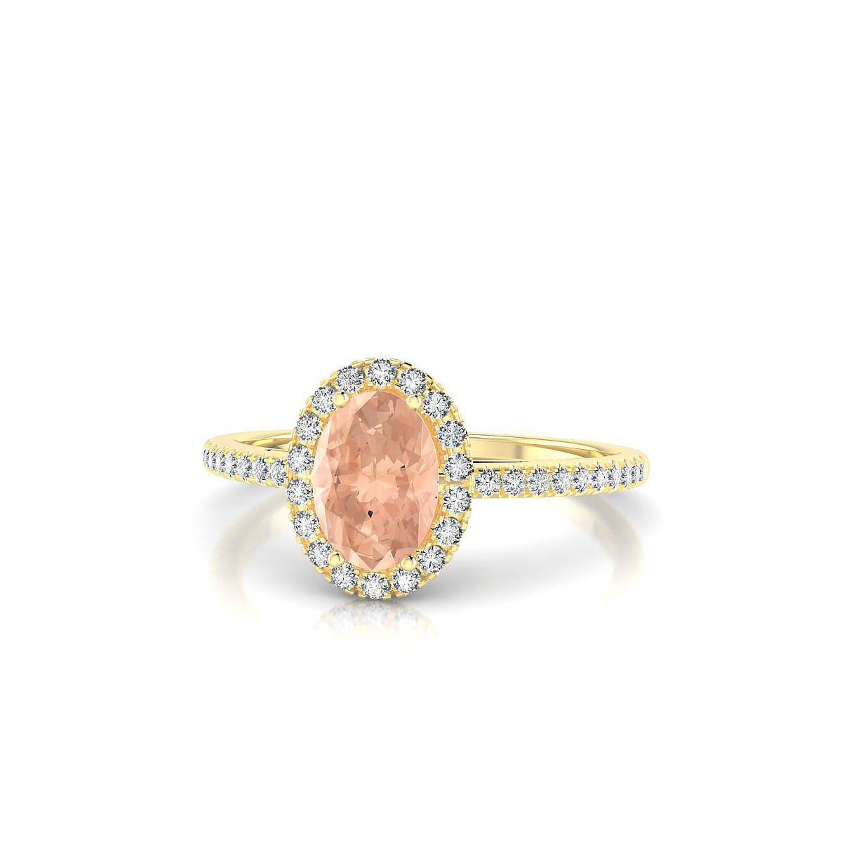 Sunrise | 18k Yellow Gold 7 x 5 mm Oval Morganite Ring