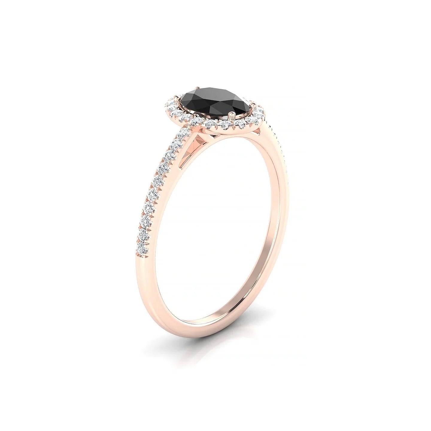 Sunrise | 18k Rose Gold 7 x 5 mm Oval Black Diamond Ring