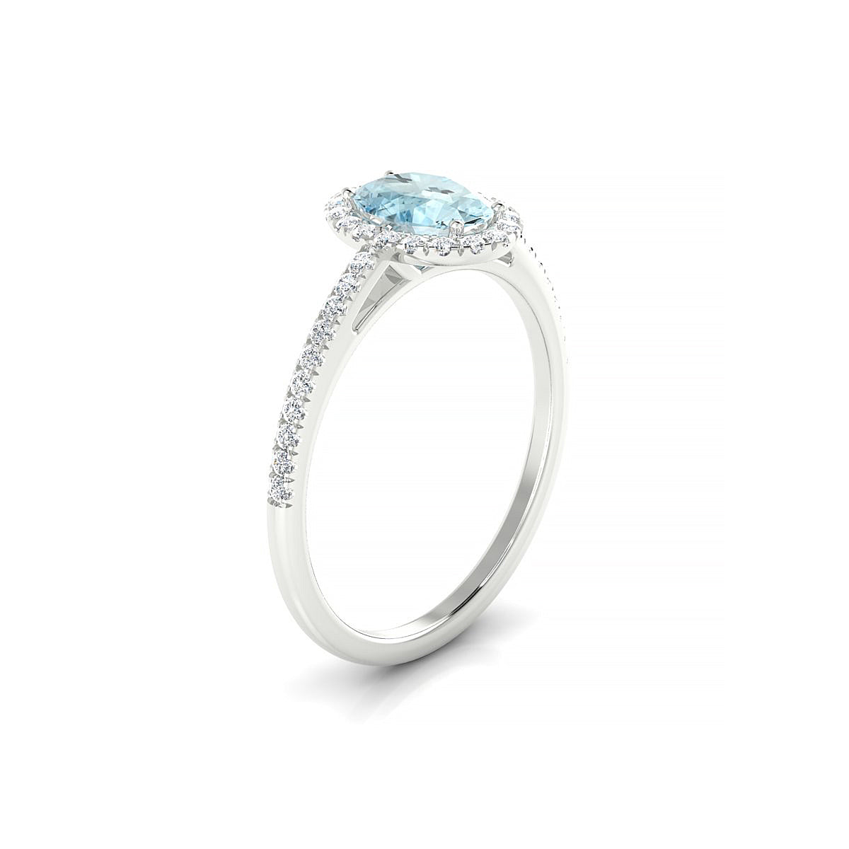 Sunrise | 18k White Gold 7 x 5 mm Oval Aquamarine Ring
