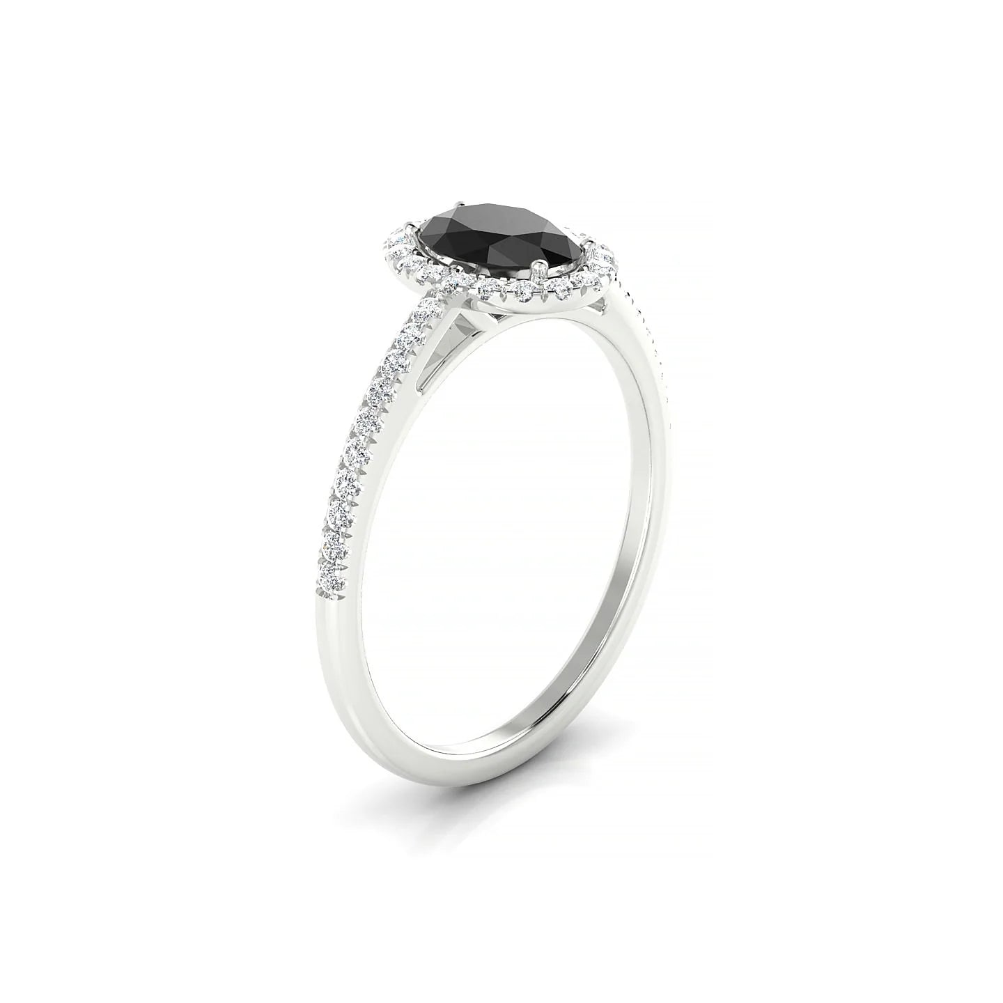 Sunrise | 18k White Gold 7 x 5 mm Oval Black Diamond Ring