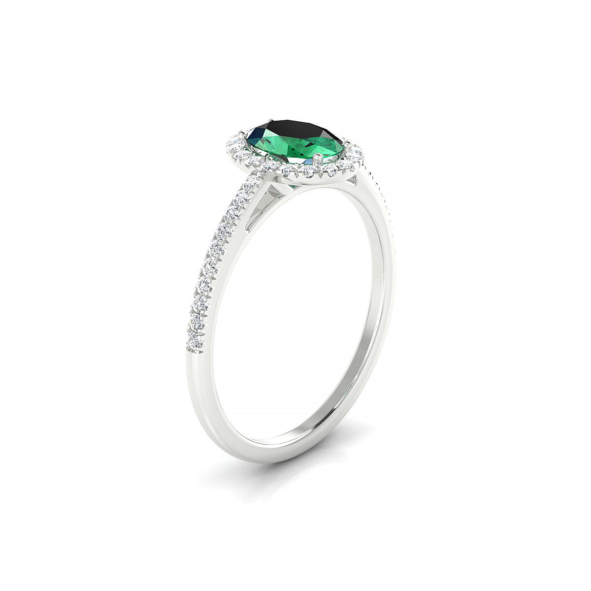 Sunrise | 18k White Gold 7 x 5 mm Oval Emerald Ring