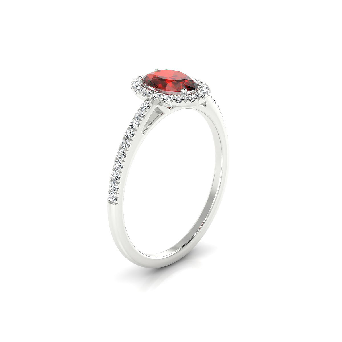 Sunrise | 18k White Gold 7 x 5 mm Oval Garnet Ring
