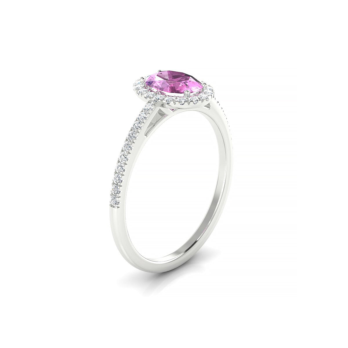 Sunrise | 18k White Gold 7 x 5 mm Oval Pink Sapphire Ring