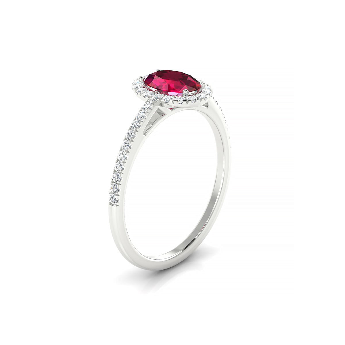 Sunrise | 18k White Gold 7 x 5 mm Oval Ruby Ring