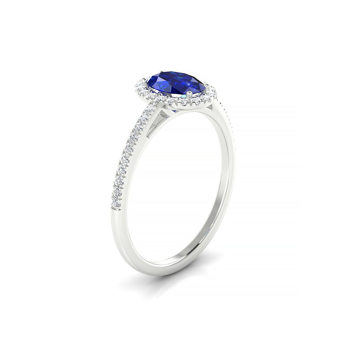 Sunrise | 18k White Gold 7 x 5 mm Oval Sapphire Ring