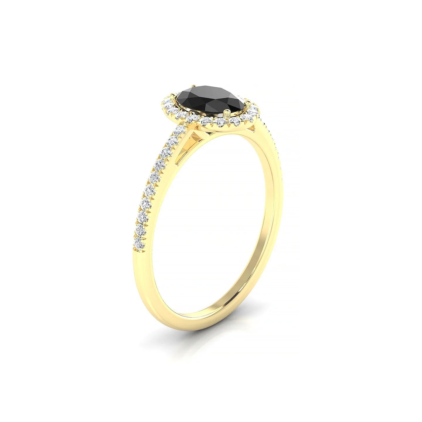 Sunrise | 18k Yellow Gold 7 x 5 mm Oval Black Diamond Ring
