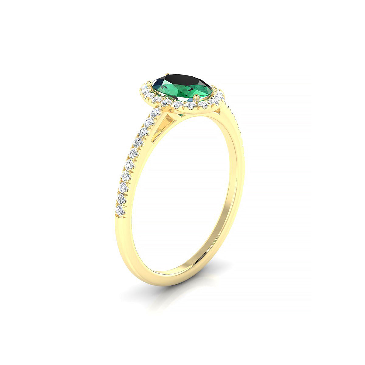 Sunrise | 18k Yellow Gold 7 x 5 mm Oval Emerald Ring
