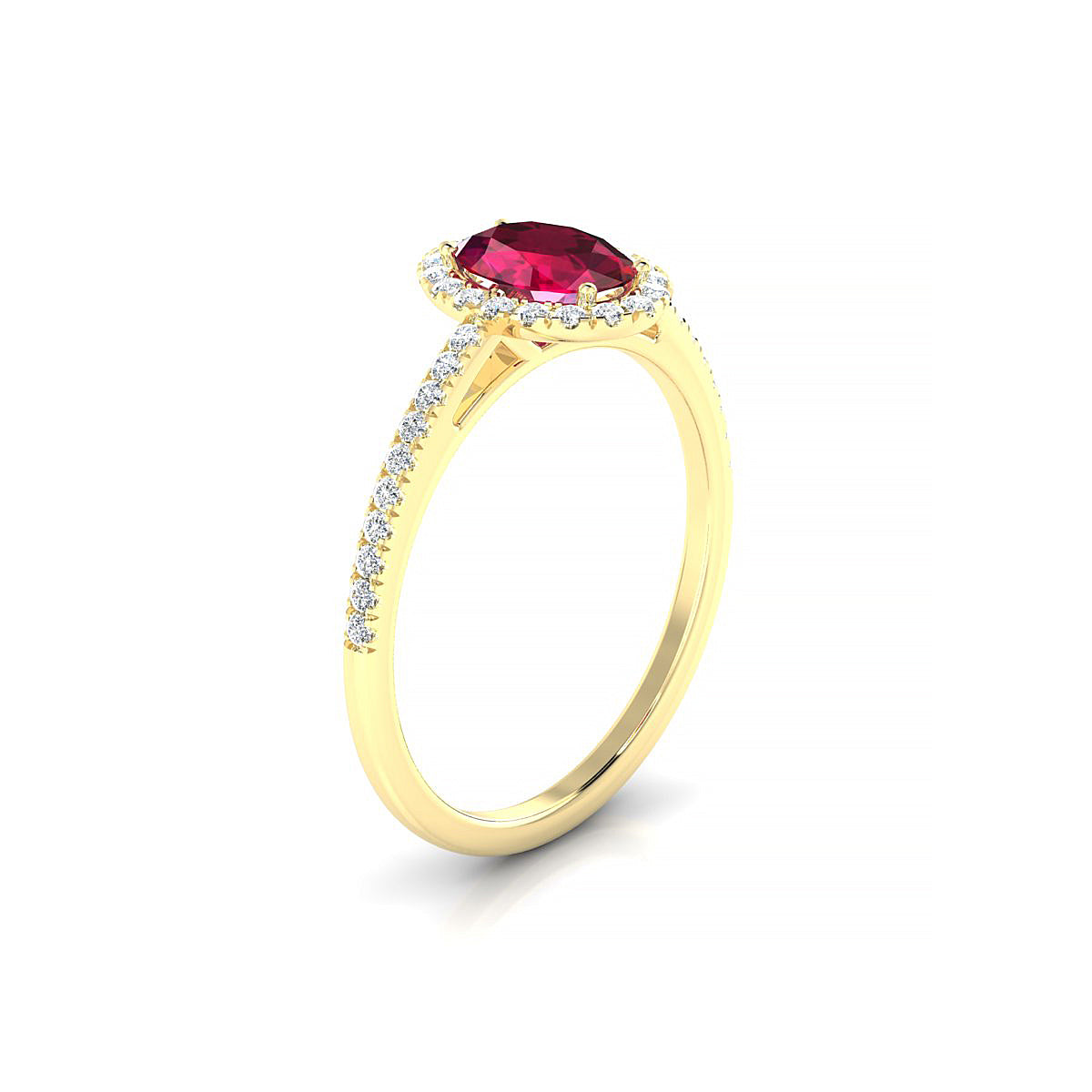 Sunrise | 18k Yellow Gold 7 x 5 mm Oval Ruby Ring