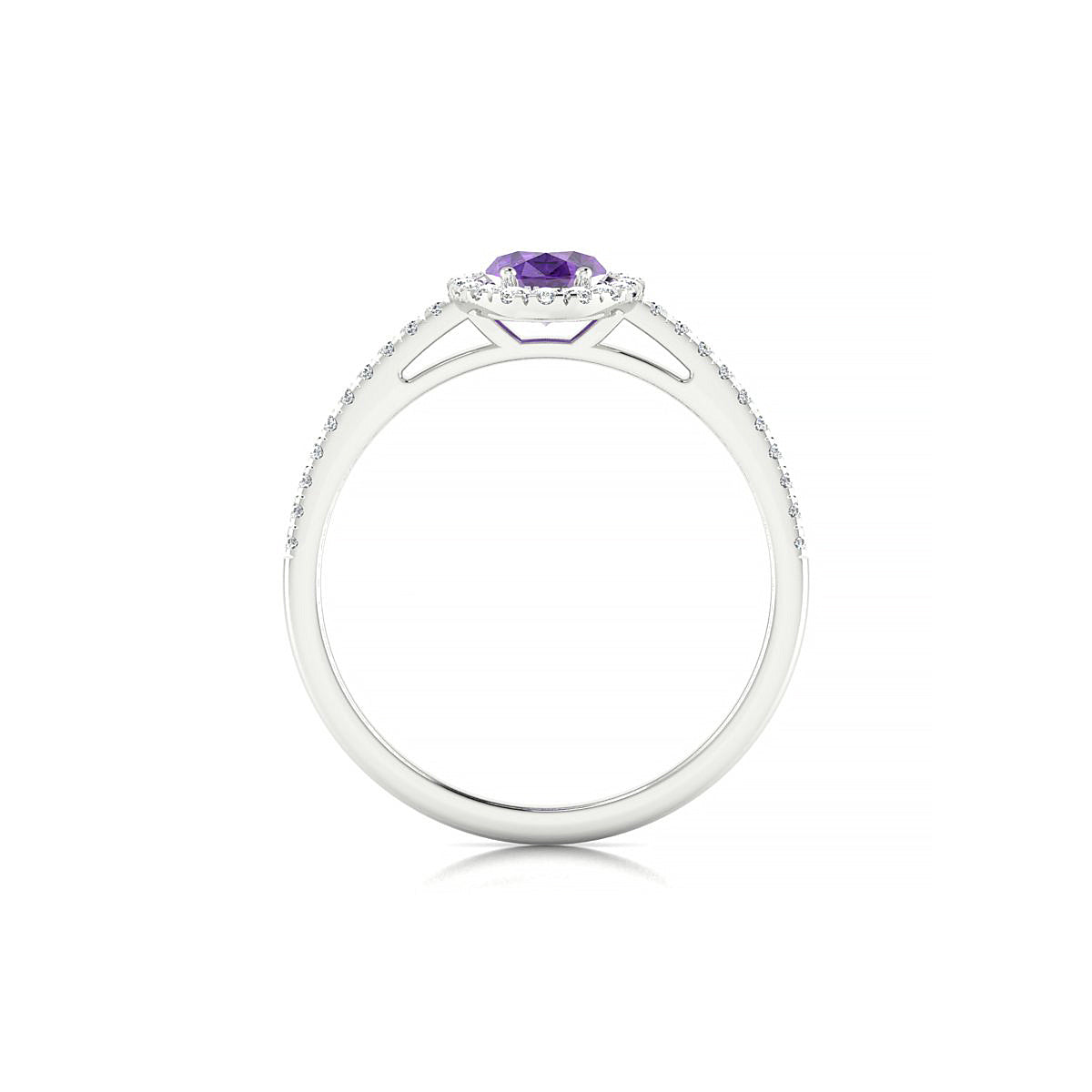 Sunrise | 18k White Gold 7 x 5 mm Oval Amethyst Ring