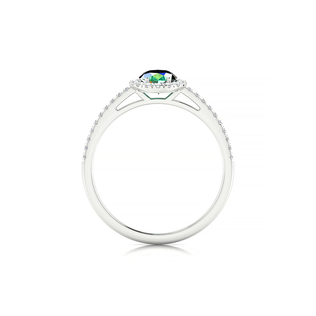 Sunrise | 18k White Gold 7 x 5 mm Oval Emerald Ring