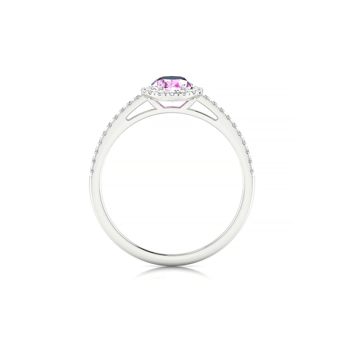Sunrise | 18k White Gold 7 x 5 mm Oval Pink Sapphire Ring