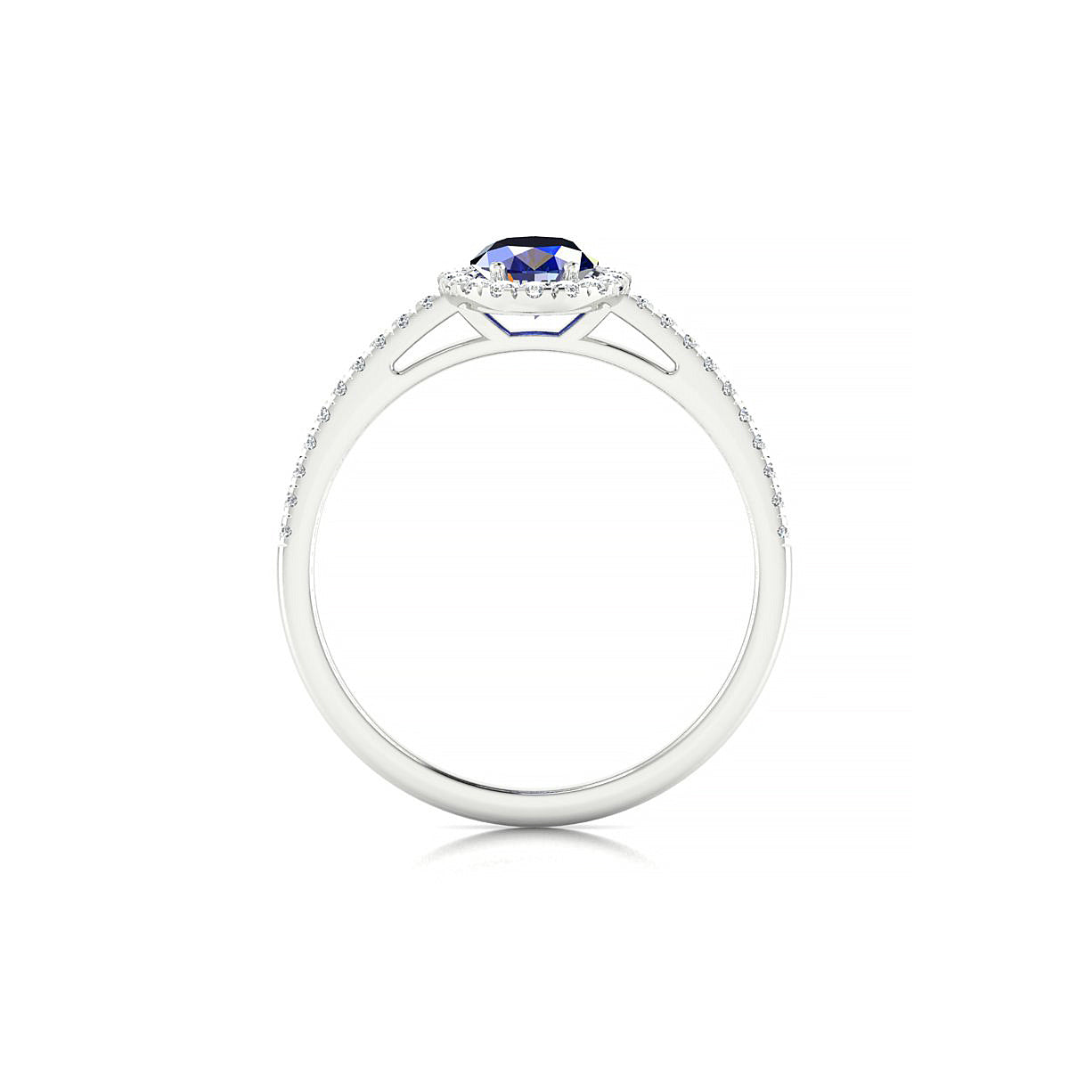 Sunrise | 18k White Gold 7 x 5 mm Oval Sapphire Ring