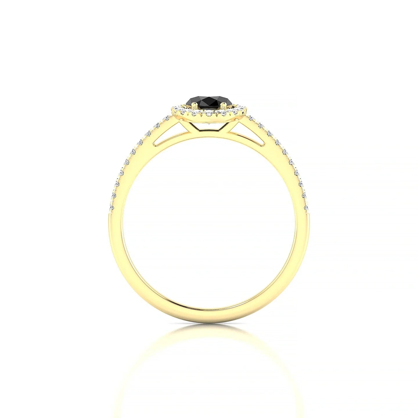 Sunrise | 18k Yellow Gold 7 x 5 mm Oval Black Diamond Ring