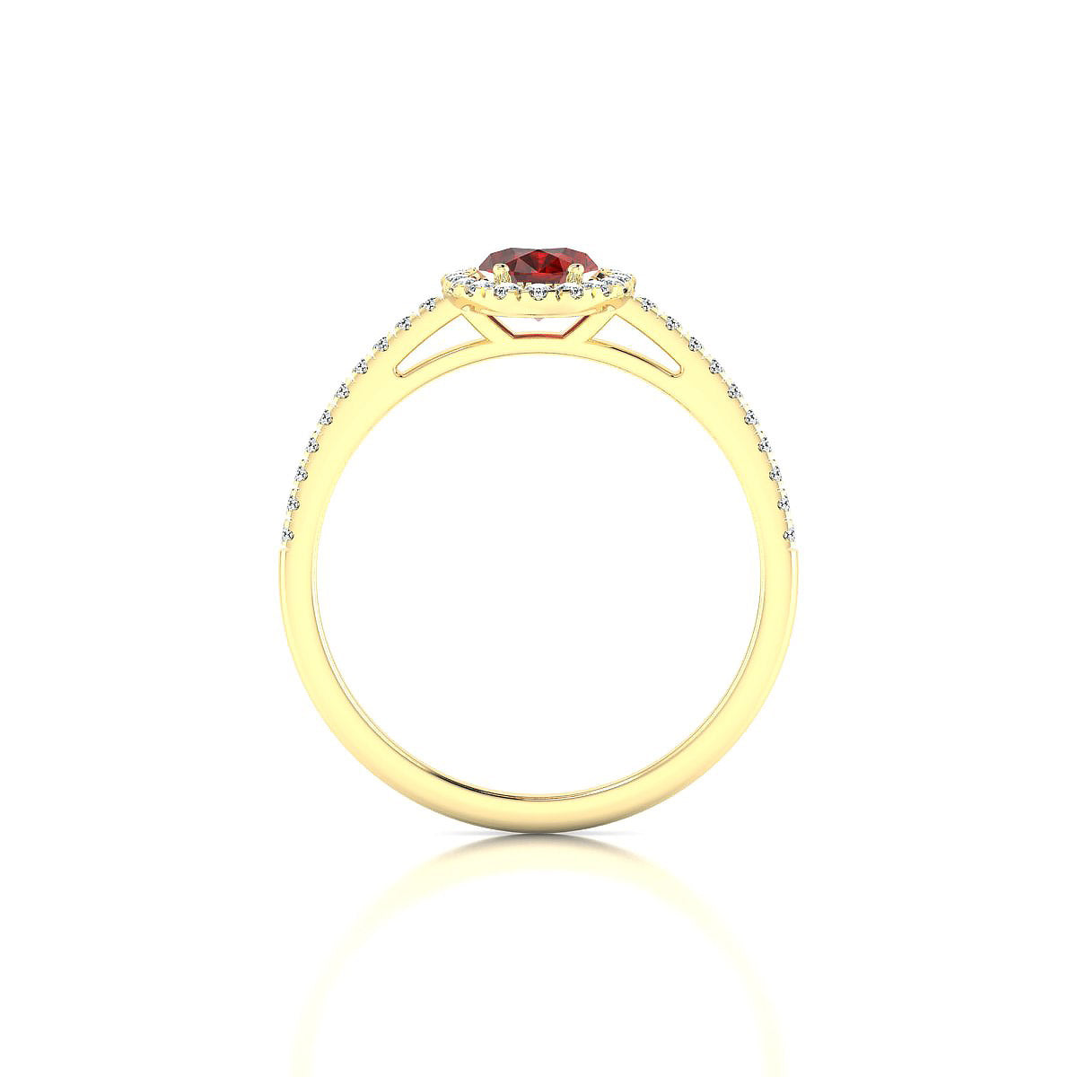 Sunrise | 18k Yellow Gold 7 x 5 mm Oval Garnet Ring