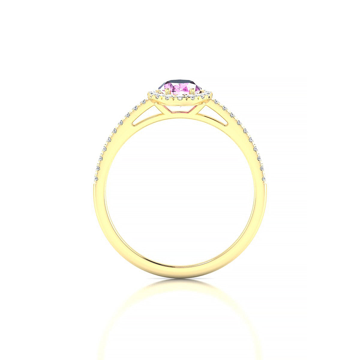 Sunrise | 18k Yellow Gold 7 x 5 mm Oval Pink Sapphire Ring