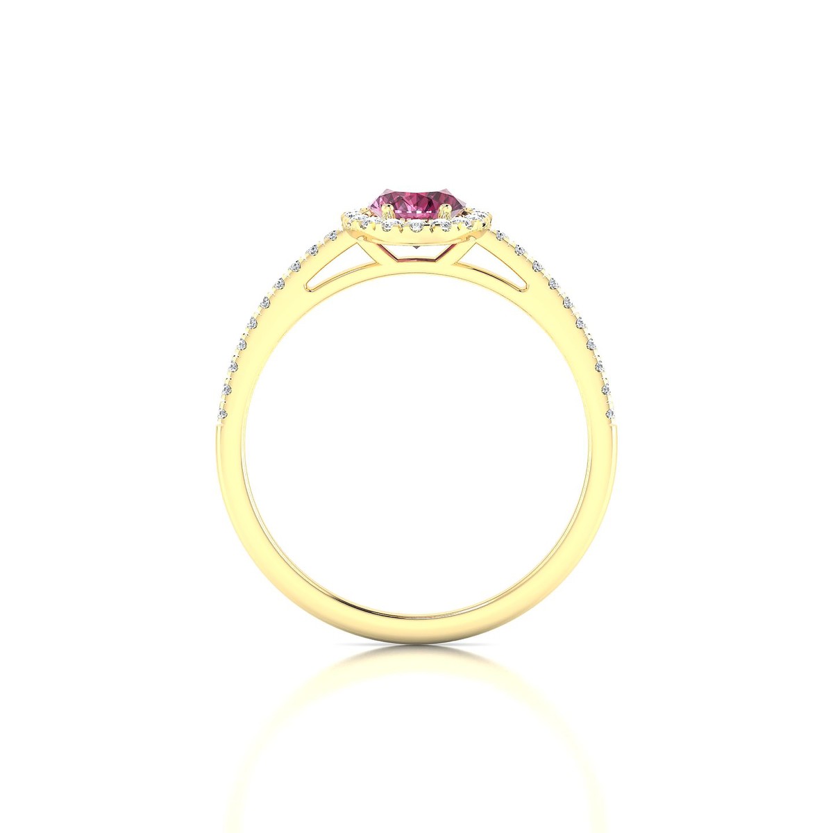 Sunrise | 18k Yellow Gold 7 x 5 mm Oval Rhodolite Ring